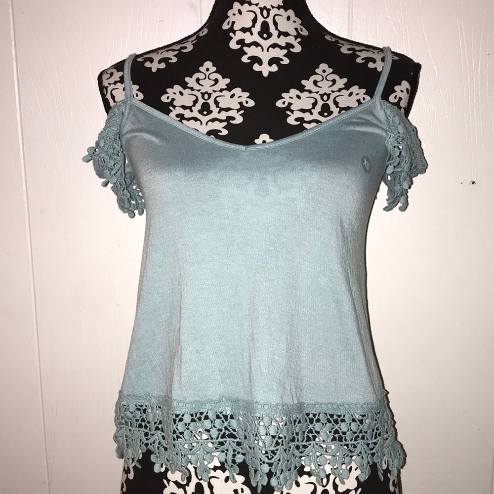 🍓blue off the shoulder boho tank top